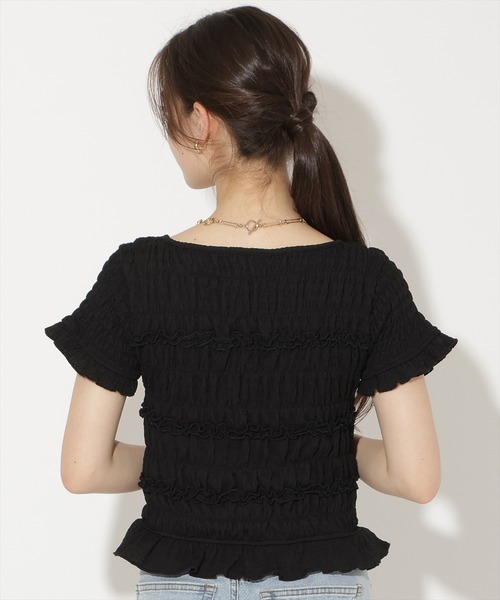 WILLSELECTION(ウィルセレクション)の「シャーリングフリルトップス(Tシャツ/カットソー・レディース・オフホワイト/ピンク/ブラック・FREE)」の14枚目の写真