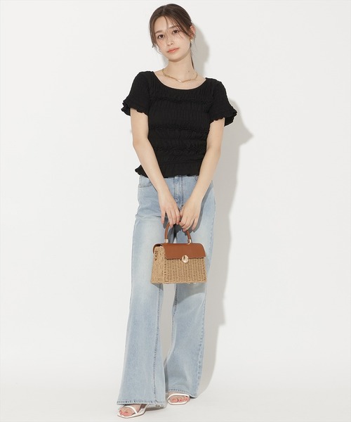 WILLSELECTION(ウィルセレクション)の「シャーリングフリルトップス(Tシャツ/カットソー・レディース・オフホワイト/ピンク/ブラック・FREE)」の15枚目の写真