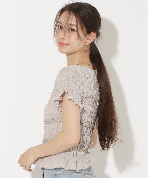 WILLSELECTION(ウィルセレクション)の「シャーリングフリルトップス(Tシャツ/カットソー・レディース・オフホワイト/ピンク/ブラック・FREE)」の17枚目の写真
