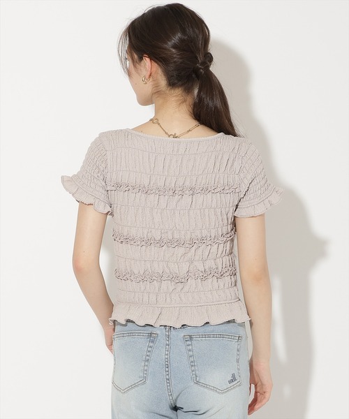 WILLSELECTION(ウィルセレクション)の「シャーリングフリルトップス(Tシャツ/カットソー・レディース・オフホワイト/ピンク/ブラック・FREE)」の18枚目の写真