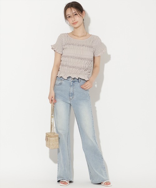 WILLSELECTION(ウィルセレクション)の「シャーリングフリルトップス(Tシャツ/カットソー・レディース・オフホワイト/ピンク/ブラック・FREE)」の22枚目の写真
