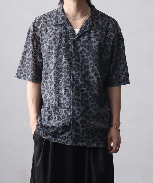 Art re A select(アトリエセレクト)の「総柄半袖レースシャツ(シャツ/ブラウス・メンズ・ブラウン系その他/グレー系その他/ブルー系その他/ダークベージュ/ブラック系その他/レオパード・L/M)」の13枚目の写真