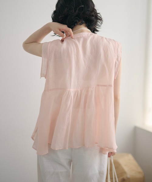 LAULEN（ローレン）の「ramie blend peplum blouse /ラミーブレンドペプラムブラウス（シャツ/ブラウス・レディース・ブラウン/オレンジ/ピンク・FREE）」の18枚目の写真