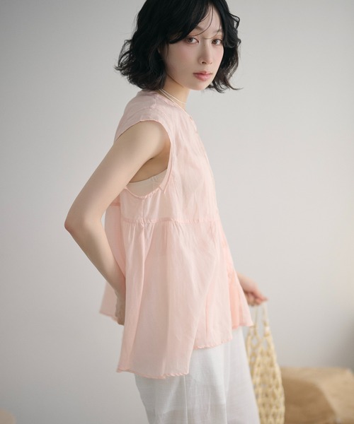 LAULEN（ローレン）の「ramie blend peplum blouse /ラミーブレンドペプラムブラウス（シャツ/ブラウス・レディース・ブラウン/オレンジ/ピンク・FREE）」の17枚目の写真