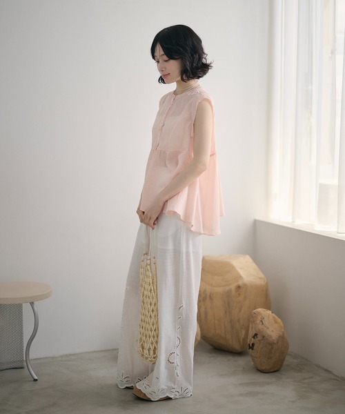 LAULEN（ローレン）の「ramie blend peplum blouse /ラミーブレンドペプラムブラウス（シャツ/ブラウス・レディース・ブラウン/オレンジ/ピンク・FREE）」の14枚目の写真