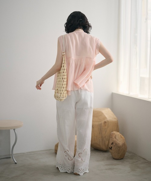 LAULEN（ローレン）の「ramie blend peplum blouse /ラミーブレンドペプラムブラウス（シャツ/ブラウス・レディース・ブラウン/オレンジ/ピンク・FREE）」の13枚目の写真