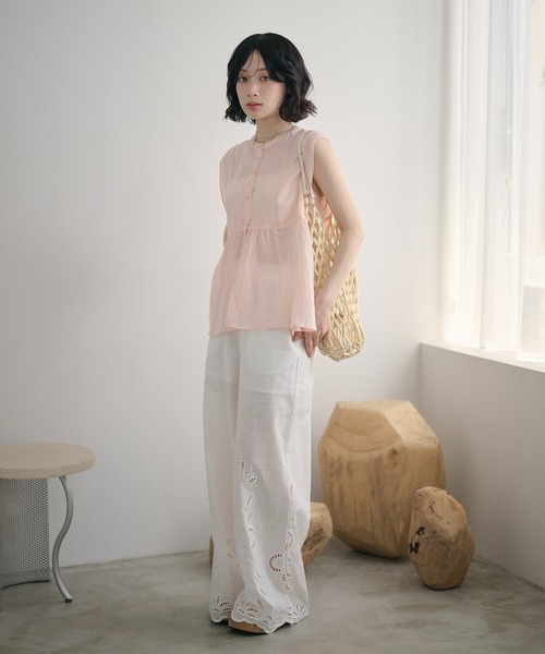 LAULEN（ローレン）の「ramie blend peplum blouse /ラミーブレンドペプラムブラウス（シャツ/ブラウス・レディース・ブラウン/オレンジ/ピンク・FREE）」の11枚目の写真