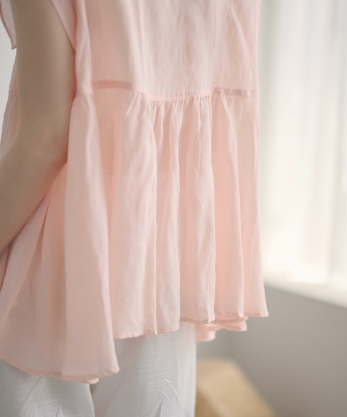 LAULEN（ローレン）の「ramie blend peplum blouse /ラミーブレンドペプラムブラウス（シャツ/ブラウス・レディース・ブラウン/オレンジ/ピンク・FREE）」の6枚目の写真