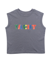 ヨット 袖なし Tシャツ - グレイッシュブルー