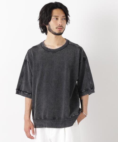 NANO universe(ナノユニバース)の「ケミカル加工袖線切替えTシャツ(Tシャツ/カットソー・メンズ・ブルー/ブラック・L/M/S)」の2枚目の写真