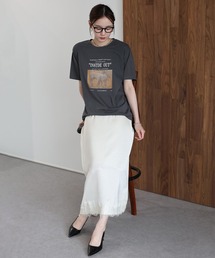 《2サイズ展開》ヘムレースサテンスカート