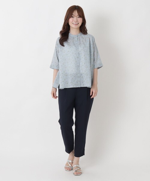 one'sterrace(ワンズテラス)の「キャンブリック 花柄5分袖ブラウス(シャツ/ブラウス・レディース・イエロー系8/アイボリー系8/ブルー系その他7/グリーン系その他6・02)」の7枚目の写真