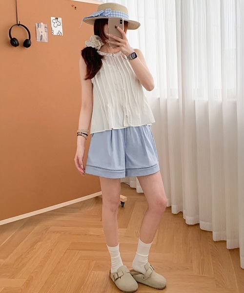 Miniministore(ミニミニストア)の「梯子レースショートパンツハーフパンツ夏服(デニムパンツ・レディース・ベージュ/ブラック/ライトブルー/ホワイト・FREE)」の17枚目の写真