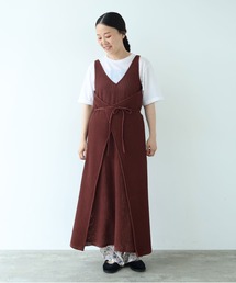Cotton/Pe 透かし編みmulti way wrap knit one-piece