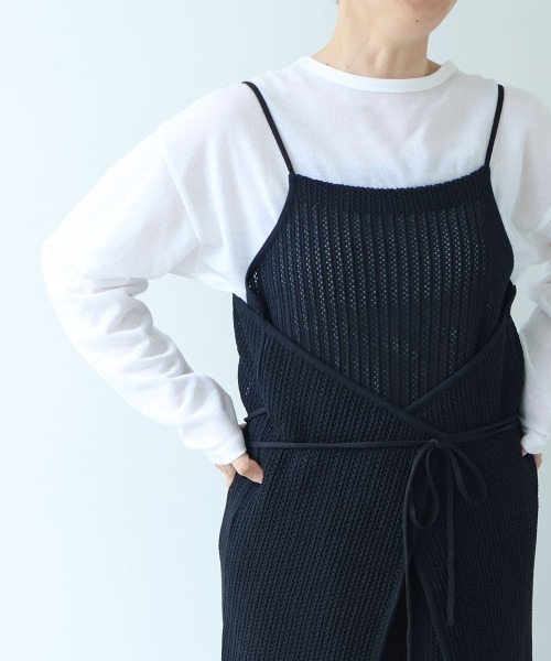 yuni(ユニ )の「Cotton/Pe 透かし編みmulti way wrap knit one-piece(ワンピース・レディース・ブラック・FREE)」の3枚目の写真