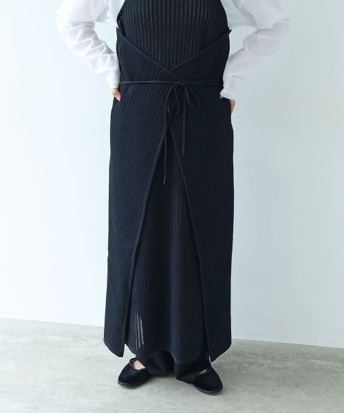 yuni(ユニ )の「Cotton/Pe 透かし編みmulti way wrap knit one-piece(ワンピース・レディース・ブラック・FREE)」の4枚目の写真