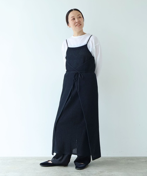 yuni(ユニ )の「Cotton/Pe 透かし編みmulti way wrap knit one-piece(ワンピース・レディース・ブラック・FREE)」の5枚目の写真