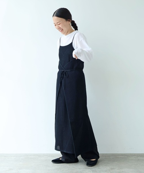 yuni(ユニ )の「Cotton/Pe 透かし編みmulti way wrap knit one-piece(ワンピース・レディース・ブラック・FREE)」の6枚目の写真