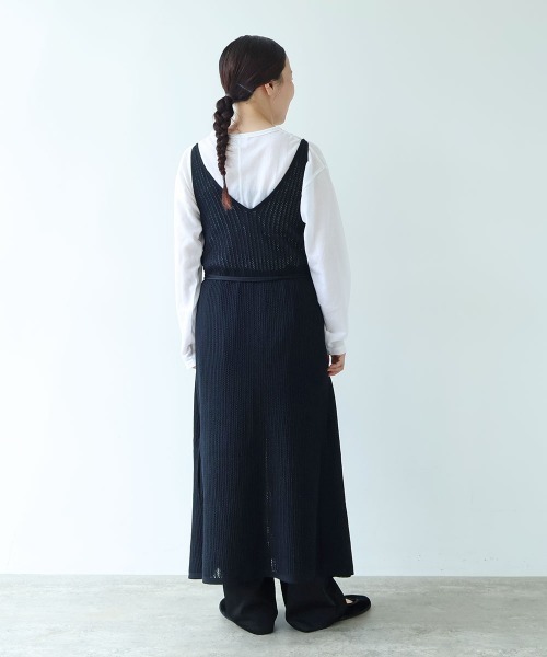 yuni(ユニ )の「Cotton/Pe 透かし編みmulti way wrap knit one-piece(ワンピース・レディース・ブラック・FREE)」の8枚目の写真