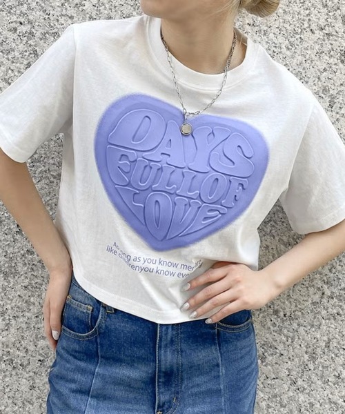 GORGE(ゴージ)の「DAYSハートエンジェルTシャツ(Tシャツ/カットソー・レディース・オフホワイト/スミクロ・F)」の1枚目の写真