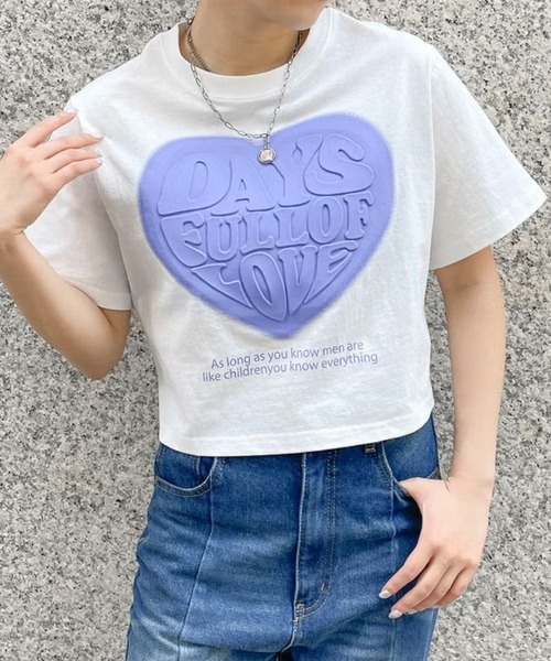 GORGE(ゴージ)の「DAYSハートエンジェルTシャツ(Tシャツ/カットソー・レディース・オフホワイト/スミクロ・F)」の3枚目の写真