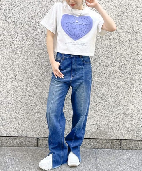 GORGE(ゴージ)の「DAYSハートエンジェルTシャツ(Tシャツ/カットソー・レディース・オフホワイト/スミクロ・F)」の5枚目の写真