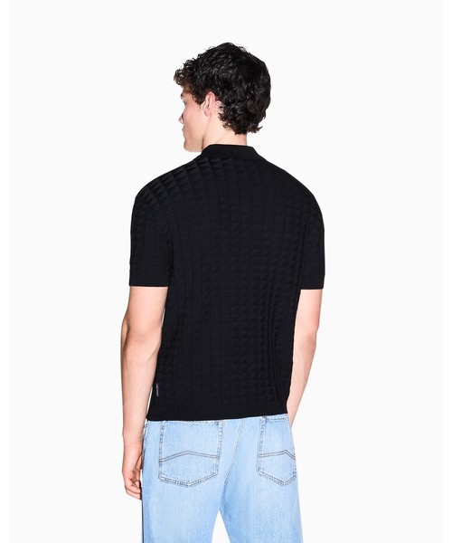 ARMANI EXCHANGE(アルマーニエクスチェンジ)の「【A|X アルマーニ エクスチェンジ】ジオメトリックパターン 半袖ニットポロシャツ(ポロシャツ・メンズ・ブラック/ブルー・X-SMALL/X-LARGE/SMALL/LARGE/MEDIUM)」の9枚目の写真