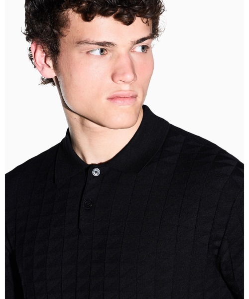 ARMANI EXCHANGE(アルマーニエクスチェンジ)の「【A|X アルマーニ エクスチェンジ】ジオメトリックパターン 半袖ニットポロシャツ(ポロシャツ・メンズ・ブラック/ブルー・X-SMALL/X-LARGE/SMALL/LARGE/MEDIUM)」の8枚目の写真
