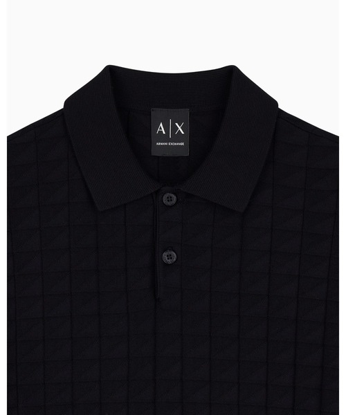 ARMANI EXCHANGE(アルマーニエクスチェンジ)の「【A|X アルマーニ エクスチェンジ】ジオメトリックパターン 半袖ニットポロシャツ(ポロシャツ・メンズ・ブラック/ブルー・X-SMALL/X-LARGE/SMALL/LARGE/MEDIUM)」の4枚目の写真
