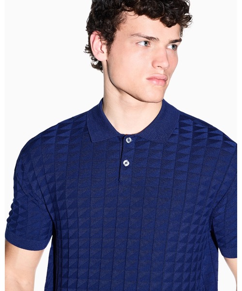 ARMANI EXCHANGE(アルマーニエクスチェンジ)の「【A|X アルマーニ エクスチェンジ】ジオメトリックパターン 半袖ニットポロシャツ(ポロシャツ・メンズ・ブラック/ブルー・X-SMALL/X-LARGE/SMALL/LARGE/MEDIUM)」の14枚目の写真