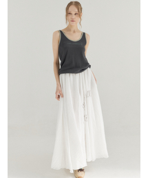Lightweight Crinkled Full Flair Skirt_White
