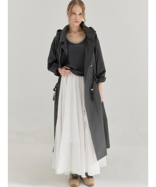 Sorry,Too Much Love（ソーリートゥーマッチラブ）の「Lightweight Crinkled Full Flair Skirt_White（スカート・レディース・その他・FREE）」の2枚目の写真