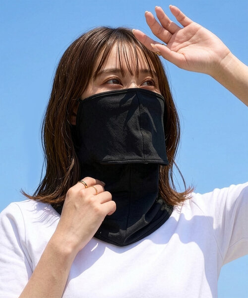 KOBE LETTUCE（コウベレタス）の「[ UVカット＆接触冷感 ] フェイスガードマスク（マスク・レディース・グレー/ブラック・F）」の2枚目の写真