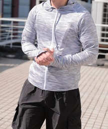 FashionBerry（ファッションベリー）の「UPF50+ フルジップ ラッシュガード パーカー メンズ 接触冷感 UVカット フード付き 指穴 ストレッチ 軽量（ラッシュガード）」