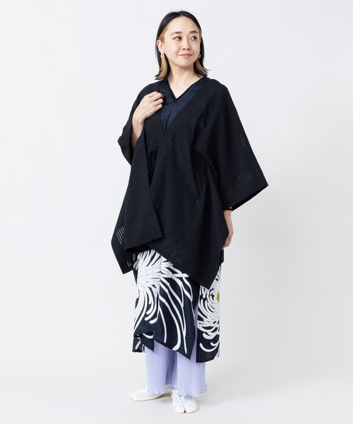 倭物やカヤ(ワモノヤカヤ)の「【倭物やカヤ】透かし風羽織(カーディガン/ボレロ・レディース・スミクロ/ブルー/イエロー/ホワイト・FREE)」の21枚目の写真