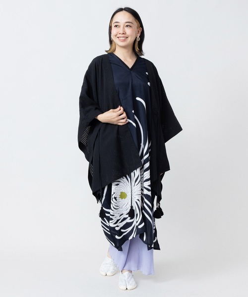 倭物やカヤ(ワモノヤカヤ)の「【倭物やカヤ】透かし風羽織(カーディガン/ボレロ・レディース・スミクロ/ブルー/イエロー/ホワイト・FREE)」の18枚目の写真