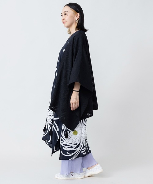 倭物やカヤ(ワモノヤカヤ)の「【倭物やカヤ】透かし風羽織(カーディガン/ボレロ・レディース・スミクロ/ブルー/イエロー/ホワイト・FREE)」の19枚目の写真
