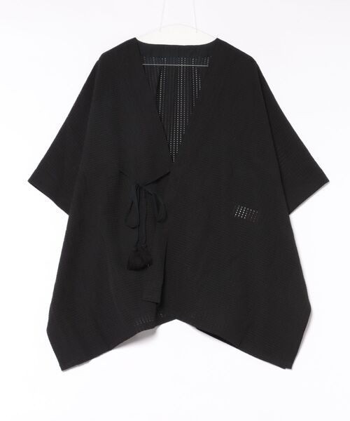 倭物やカヤ(ワモノヤカヤ)の「【倭物やカヤ】透かし風羽織(カーディガン/ボレロ・レディース・スミクロ/ブルー/イエロー/ホワイト・FREE)」の17枚目の写真