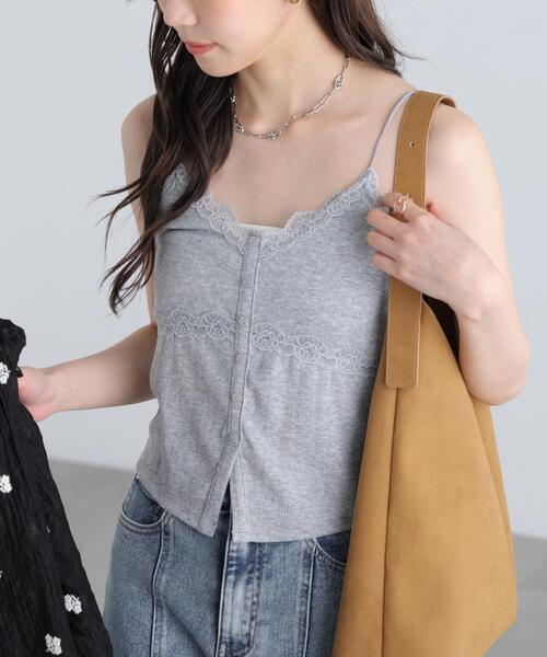 FREE'S MART(フリーズマート)の「◆アイレットレースキャミソール(Tシャツ/カットソー・レディース・グレー/ホワイト系その他/ブラック/ホワイト・FREE)」の16枚目の写真