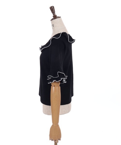 axes femme（アクシーズファム）の「プリーツフリルバイカラープルオーバー（Tシャツ/カットソー・レディース・ホワイト/ブラック/サックスブルー・FREE）」の11枚目の写真