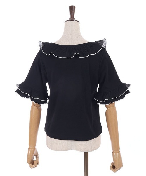 axes femme（アクシーズファム）の「プリーツフリルバイカラープルオーバー（Tシャツ/カットソー・レディース・ホワイト/ブラック/サックスブルー・FREE）」の12枚目の写真