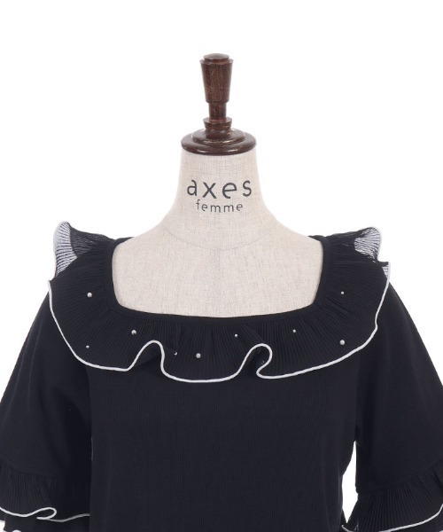 axes femme（アクシーズファム）の「プリーツフリルバイカラープルオーバー（Tシャツ/カットソー・レディース・ホワイト/ブラック/サックスブルー・FREE）」の13枚目の写真