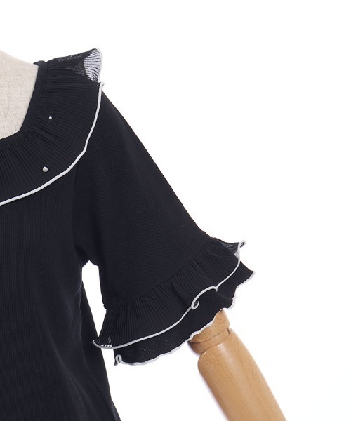 axes femme（アクシーズファム）の「プリーツフリルバイカラープルオーバー（Tシャツ/カットソー・レディース・ホワイト/ブラック/サックスブルー・FREE）」の15枚目の写真