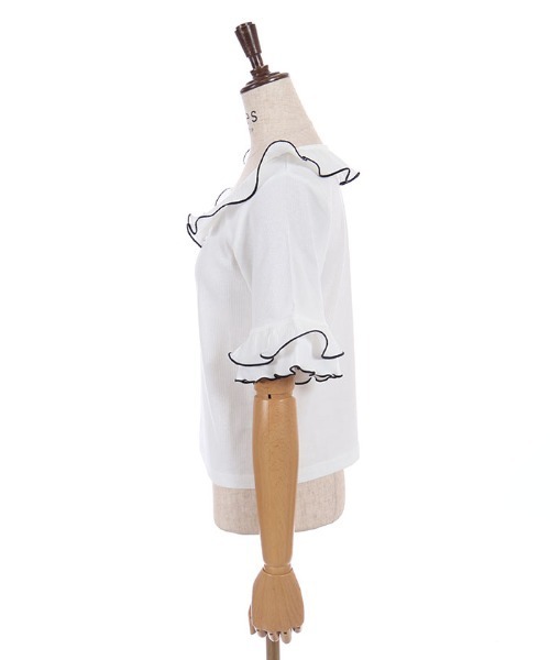 axes femme（アクシーズファム）の「プリーツフリルバイカラープルオーバー（Tシャツ/カットソー・レディース・ホワイト/ブラック/サックスブルー・FREE）」の17枚目の写真