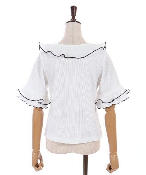 axes femme（アクシーズファム）の「プリーツフリルバイカラープルオーバー（Tシャツ/カットソー・レディース・ホワイト/ブラック/サックスブルー・FREE）」の18枚目の写真