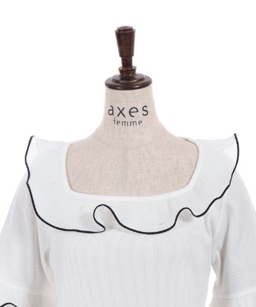 axes femme（アクシーズファム）の「プリーツフリルバイカラープルオーバー（Tシャツ/カットソー・レディース・ホワイト/ブラック/サックスブルー・FREE）」の19枚目の写真
