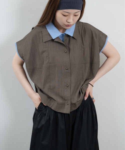 hwyl(ヒュイル)の「レイヤードライクシャツ(シャツ/ブラウス・レディース・ブラウン/ベージュ・FREE)」の1枚目の写真