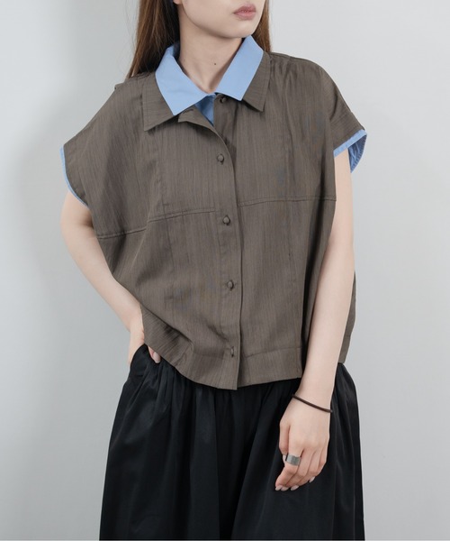hwyl(ヒュイル)の「レイヤードライクシャツ(シャツ/ブラウス・レディース・ブラウン/ベージュ・FREE)」の11枚目の写真