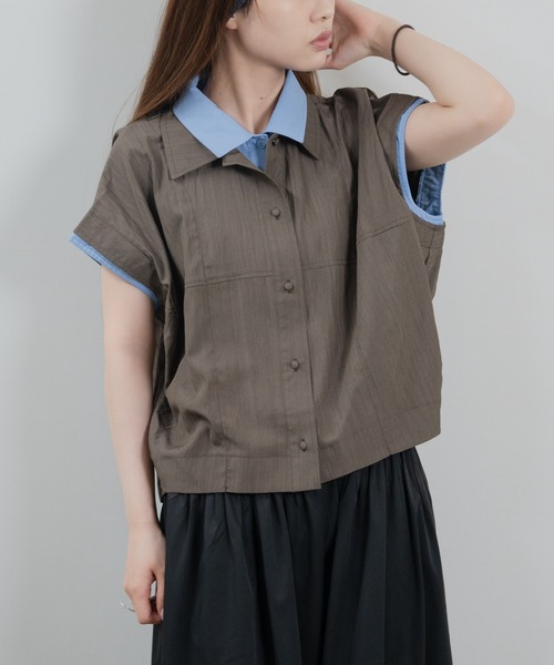 hwyl(ヒュイル)の「レイヤードライクシャツ(シャツ/ブラウス・レディース・ブラウン/ベージュ・FREE)」の12枚目の写真