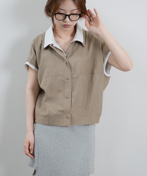 hwyl(ヒュイル)の「レイヤードライクシャツ(シャツ/ブラウス・レディース・ブラウン/ベージュ・FREE)」の6枚目の写真